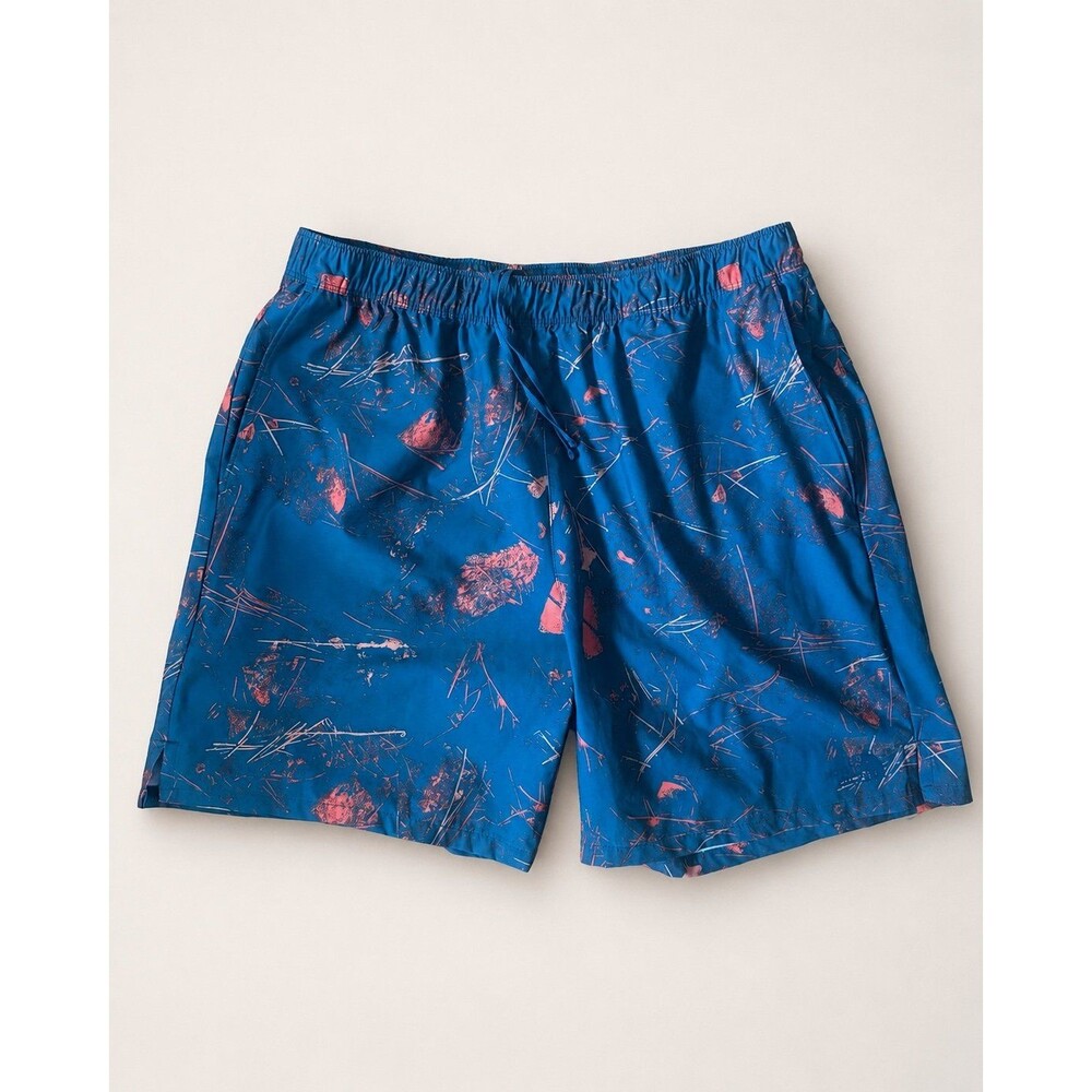 The North Face Men’s Large Printed Shorts Blue Red Outdoor Hiking Casual
